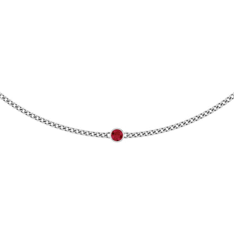 14K Gold Round Lab-Grown Ruby Solitaire Necklace III - White Gold