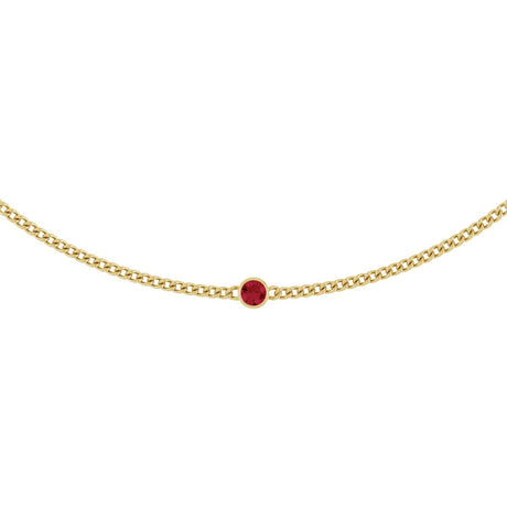 14K Gold Round Lab-Grown Ruby Solitaire Necklace III - Yellow Gold
