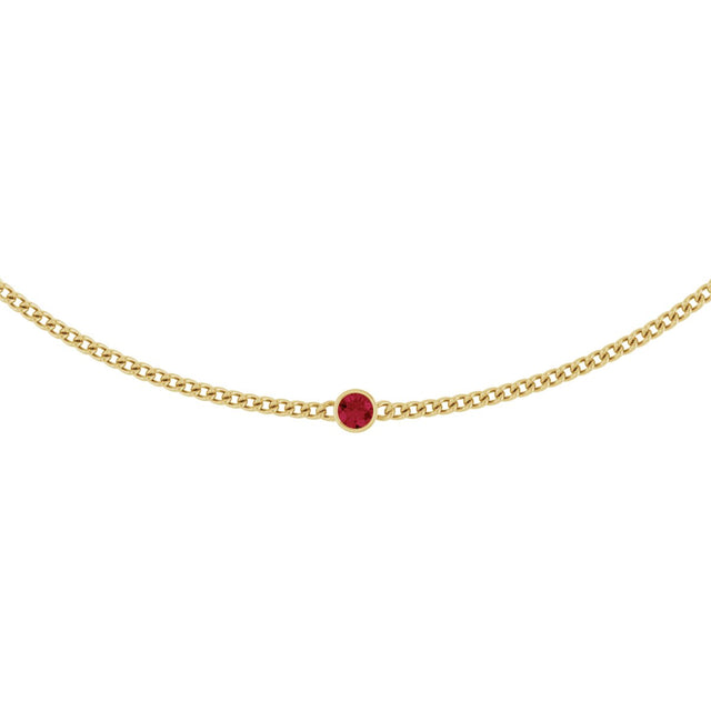 14K Gold Round Lab-Grown Ruby Solitaire Necklace III - Yellow Gold