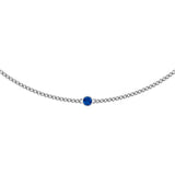 14K Gold Round Lab-Grown Blue Sapphire Solitaire Necklace III - White Gold