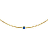 14K Gold Round Lab-Grown Blue Sapphire Solitaire Necklace III - Yellow Gold