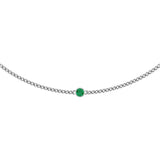 14K Gold Round Lab-Grown Emerald Solitaire Necklace III - White Gold