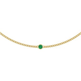 14K Gold Round Lab-Grown Emerald Solitaire Necklace III - Yellow Gold