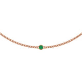 14K Gold Round Lab-Grown Emerald Solitaire Necklace III - Rose Gold