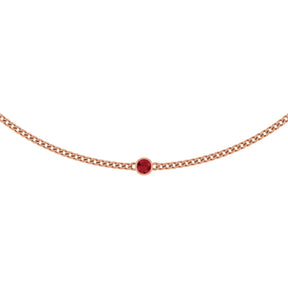 14K Gold Round Lab-Grown Ruby Solitaire Necklace III - Rose Gold