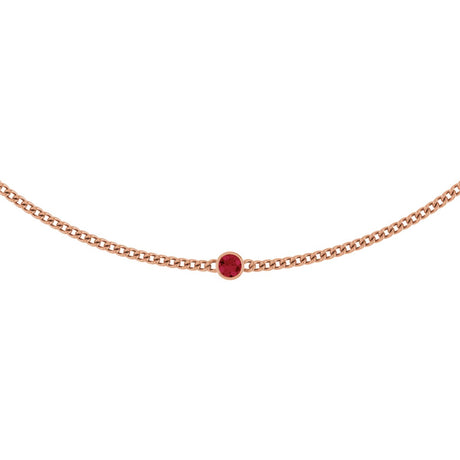 14K Gold Round Lab-Grown Ruby Solitaire Necklace III - Rose Gold