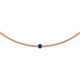 14K Gold Round Lab-Grown Blue Sapphire Solitaire Necklace III - Rose Gold