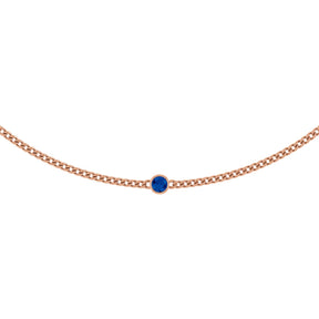 14K Gold Round Lab-Grown Blue Sapphire Solitaire Necklace III - Rose Gold