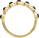14K Gold Round Natural Black Onyx Cabochon Ring – 3mm Stones - Yellow Gold - view 2