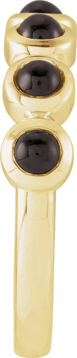 14K Gold Round Natural Black Onyx Cabochon Ring – 3mm Stones - Yellow Gold - view 3