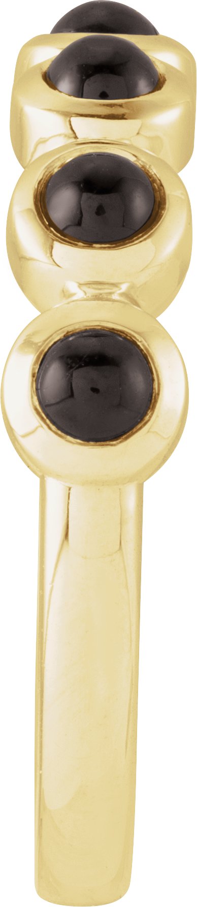 14K Gold Round Natural Black Onyx Cabochon Ring – 3mm Stones - Yellow Gold - view 3