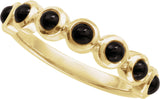 14K Gold Round Natural Black Onyx Cabochon Ring – 3mm Stones - Yellow Gold - view 4