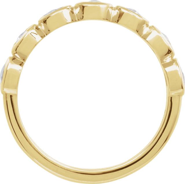 14K Gold Round Lab-Grown Moissanite Cabochon Ring - Yellow Gold - view 2