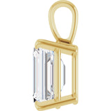 14K Gold Lab-Grown Diamond Emerald 4-Prong Solitaire Pendant - Yellow Gold - view 9