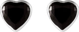 Platinum Natural Black Onyx Heart Bezel-Set Stud Earrings - view 2