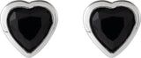 14K Gold Natural Black Onyx Heart Bezel-Set Stud Earrings - White Gold - view 2