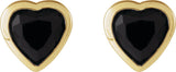 14K Gold Natural Black Onyx Heart Bezel-Set Stud Earrings - Yellow Gold - view 2