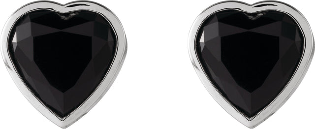 14K Gold Natural Mozambique Garnet Heart Bezel-Set Stud Earrings - Rose Gold - view 4