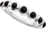 14K Gold Round Natural Black Onyx Cabochon Ring – 3mm Stones - White Gold - view 4