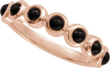 14K Gold Round Natural Black Onyx Cabochon Ring – 3mm Stones - Rose Gold - view 4