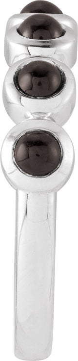 14K Gold Round Natural Black Onyx Cabochon Ring – 3mm Stones - White Gold - view 3