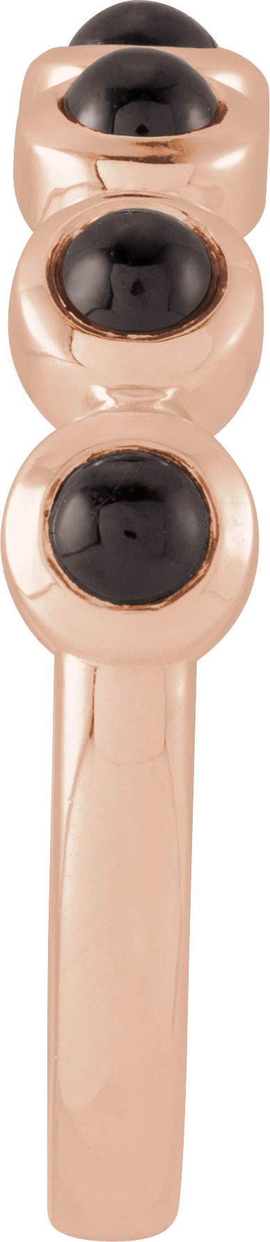 14K Gold Round Natural Black Onyx Cabochon Ring – 3mm Stones - Rose Gold - view 3
