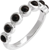 Platinum Round Natural Black Onyx Cabochon Ring