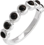 Platinum Round Natural Black Onyx Cabochon Ring