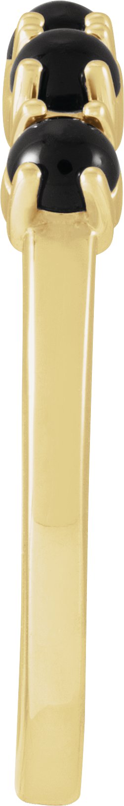 14K Gold Natural Black Onyx Cabochon Stackable Ring – 3 mm Round - Yellow Gold - view 7