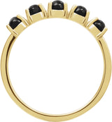 14K Gold Natural Black Onyx Cabochon Stackable Ring – 3 mm Round - Yellow Gold - view 6