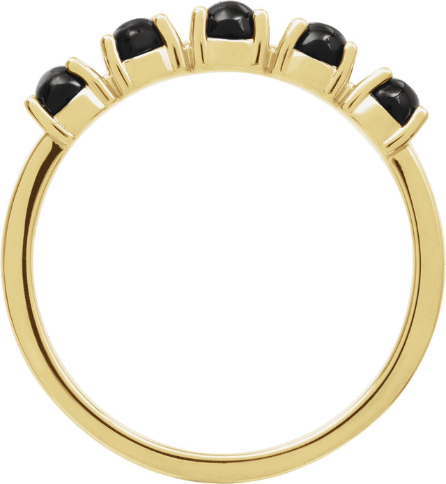 14K Gold Natural Black Onyx Cabochon Stackable Ring – 3 mm Round - Yellow Gold - view 6