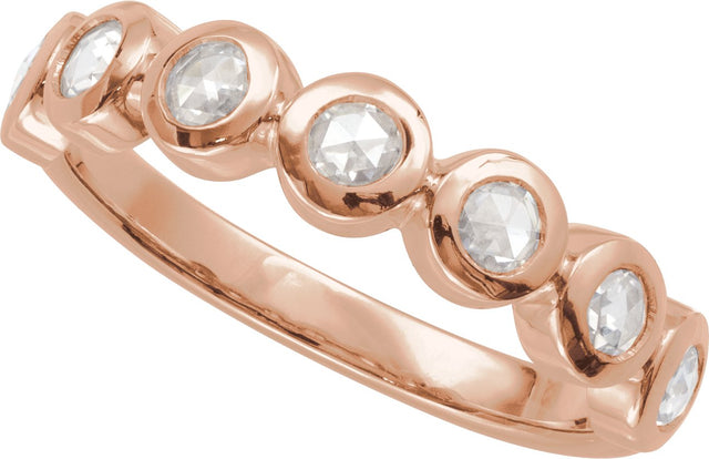 14K Gold Round Lab-Grown Moissanite Cabochon Ring - Rose Gold - view 4