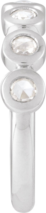 14K Gold Round Lab-Grown Moissanite Cabochon Ring - White Gold - view 3