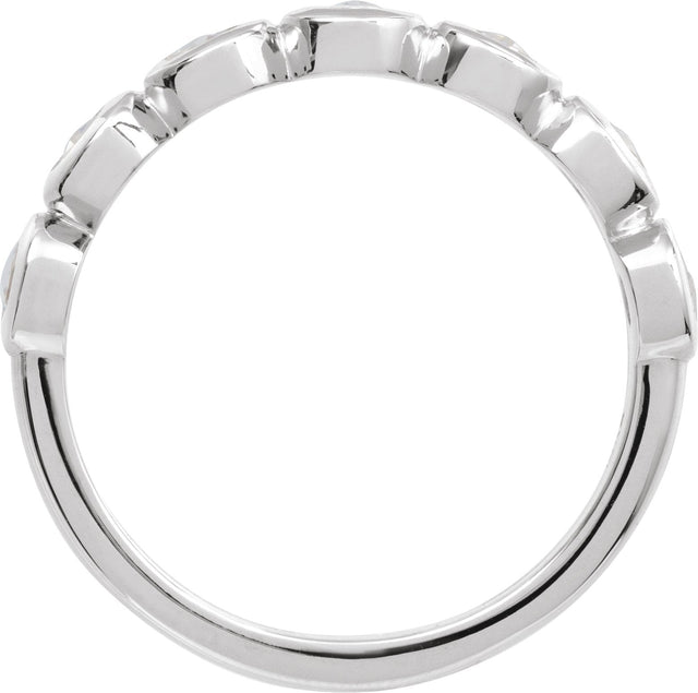 14K Gold Round Lab-Grown Moissanite Cabochon Ring - White Gold - view 2