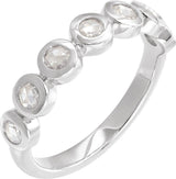 14K Gold Round Lab-Grown Moissanite Cabochon Ring - White Gold