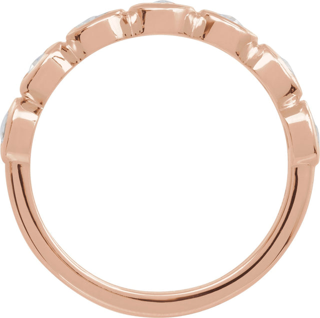 14K Gold Round Lab-Grown Moissanite Cabochon Ring - Rose Gold - view 2