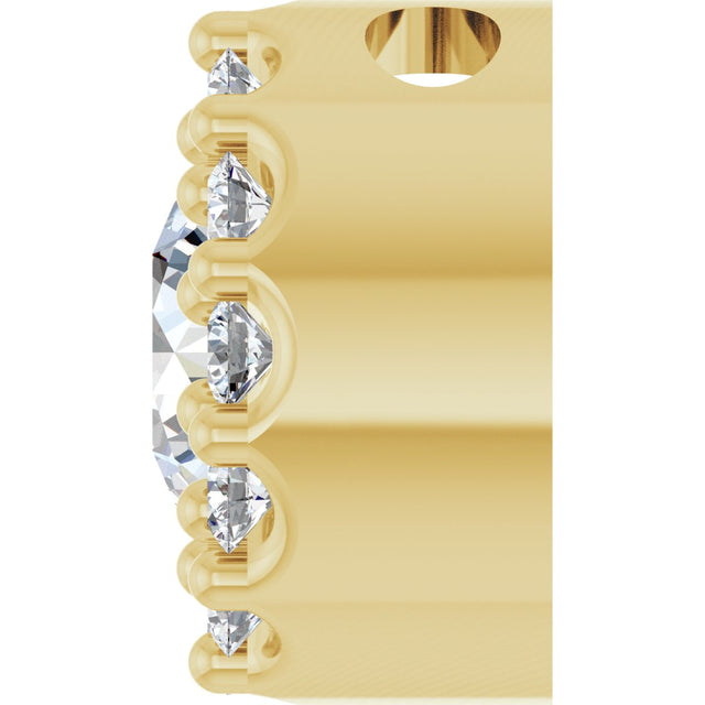 14K Gold Round Natural White Sapphire Halo-Style Pendant - Yellow Gold - view 6