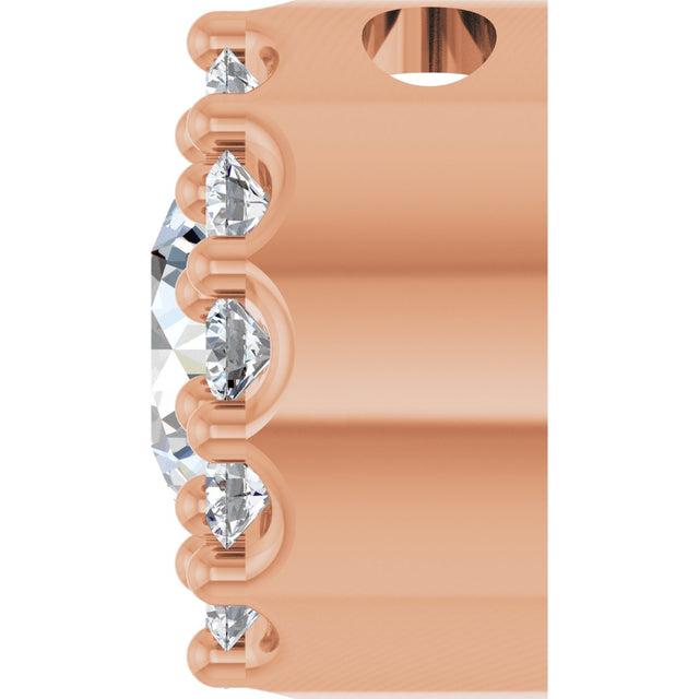 14K Gold Round Natural White Sapphire Halo-Style Pendant - Rose Gold - view 6