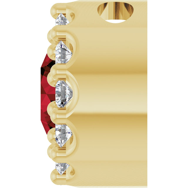 14K Gold Round Natural Mozambique Garnet Halo-Style Pendant - Yellow Gold - view 6