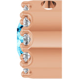 14K Gold Round Natural Aquamarine Halo-Style Pendant - Rose Gold - view 6