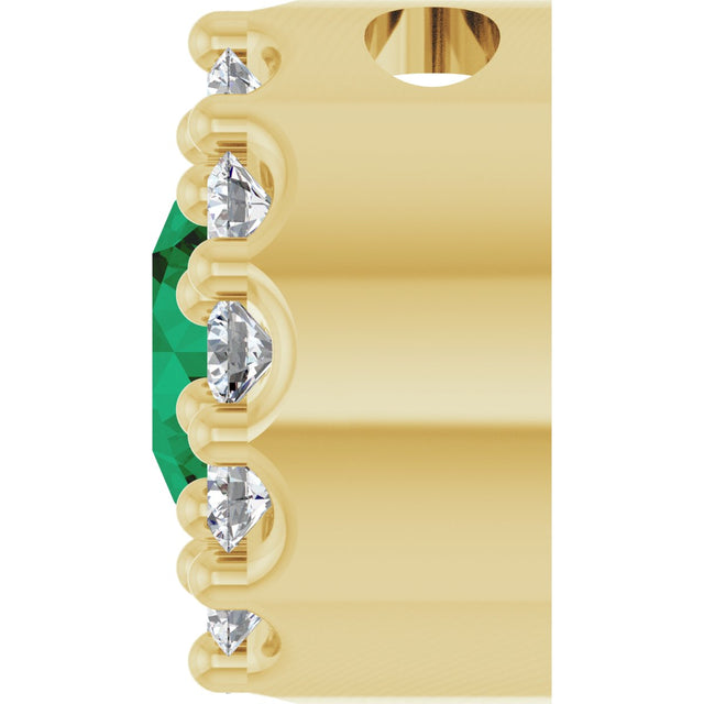 14K Gold Round Lab-Grown Emerald Halo-Style Pendant – up to 1/10 CTW - Yellow Gold - view 6