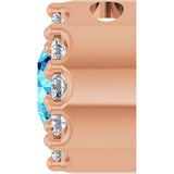 14K Gold Round Natural Blue Zircon Halo-Style Pendant - Rose Gold - view 6
