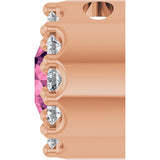 14K Gold Round Natural Pink Tourmaline Halo-Style Pendant - Rose Gold - view 6