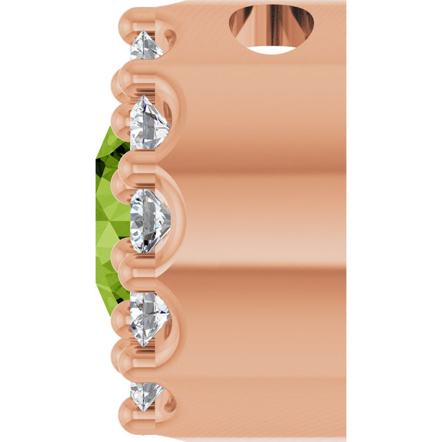 14K Gold Round Natural Peridot Halo-Style Pendant - Rose Gold - view 6