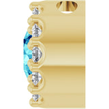 14K Gold Round Natural Blue Zircon Halo-Style Pendant - Yellow Gold - view 6