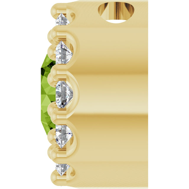 14K Gold Round Natural Peridot Halo-Style Pendant - Yellow Gold - view 6