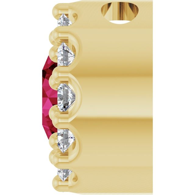 14K Gold Round Lab-Grown Ruby Halo-Style Pendant – up to 0.08 CTW - Yellow Gold - view 6