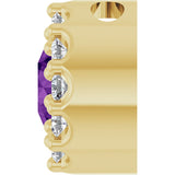14K Gold Round Natural Amethyst Halo-Style Pendant - Yellow Gold - view 6
