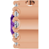 14K Gold Round Natural Amethyst Halo-Style Pendant - Rose Gold - view 6