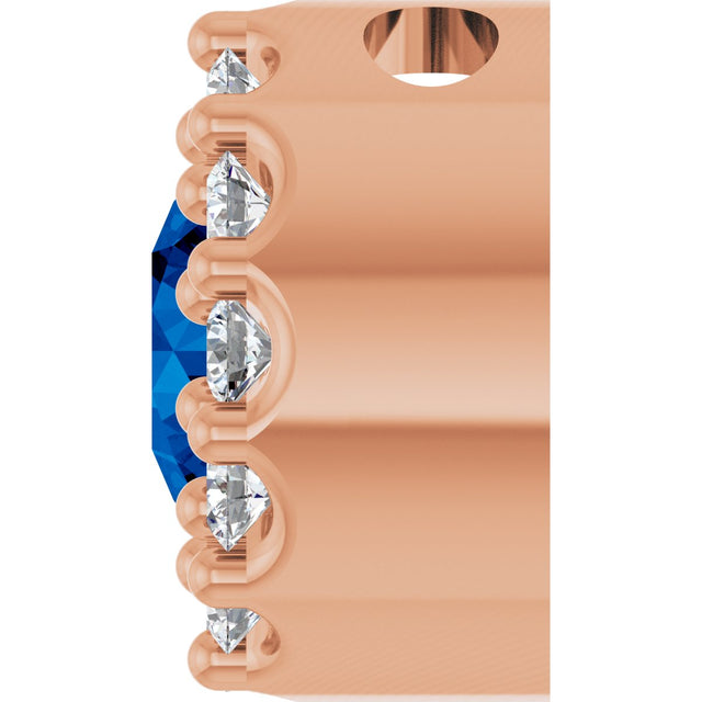 14K Gold Round Lab-Grown Blue Sapphire Halo-Style Pendant – up to 1/10 CTW - Rose Gold - view 6